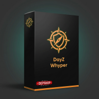 Black product box with an orange compass emblem and dayz whyper title gold trim at the base depshop logo on the front